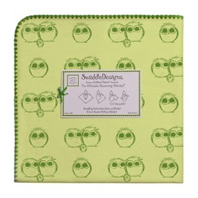 Green Owls Receiving Blanket