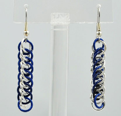 Chainmaille Earrings - Valhalla Blue and Silver