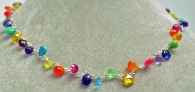 16" Linked Rainbow Stones Necklace by Tashka