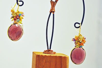 Purple Quartz with Gemstone Clusters Earring