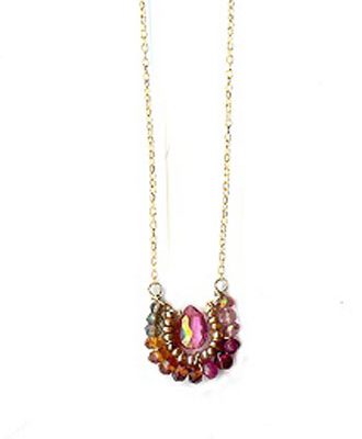 Pink Topaz Red Mixed Stone Necklace