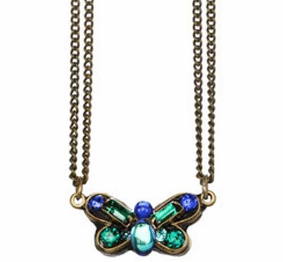 Peacock Butterfly Pendant with Double Chains