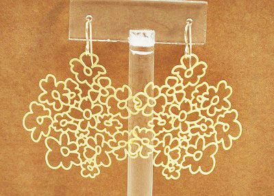 Gold Plated Steel Hydrangeas Hoop Earrings