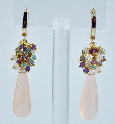 Cluster Gemstones Huggie Hoop Earring