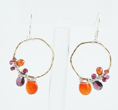 Organic Hoop Earring with Stones