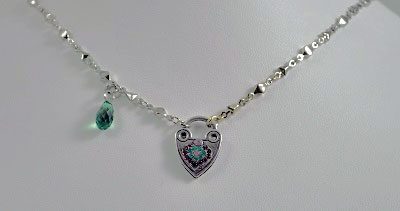 Amethyst and Emerald Heart Pendant