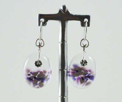 Purple Oval Glass Earrings