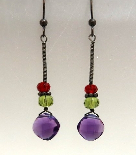 Amethyst Multi-Gem Dangle Earrings