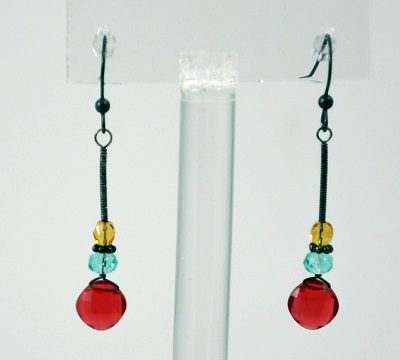 Ruby Quartz Multi-Gem Dangle Earrings
