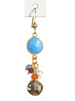 Bezel and Gem Earrings with Turquoise