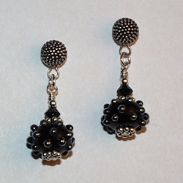 Black and Shiny Bump Glass Flamework Earrings