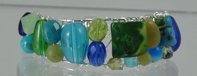 Blue Green Gem Cuff with Magnetic Clasp