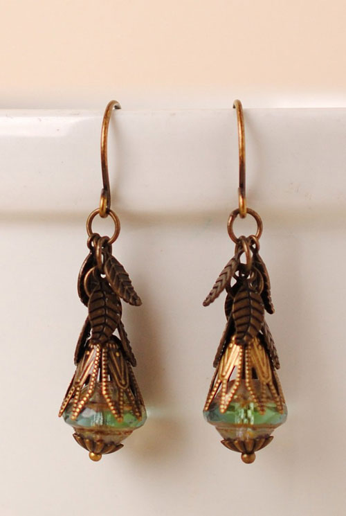 Lampwork & Leaf Dangle Earring