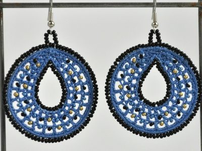 Crochet Beaded Hoop Earrings