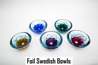 Foil Swedish Glass Bowls - Lime or Purple
