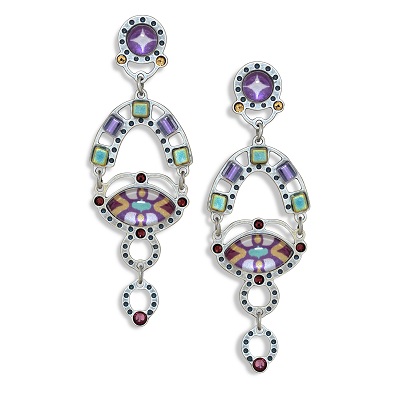 Yoolie Purple and Green Earrings