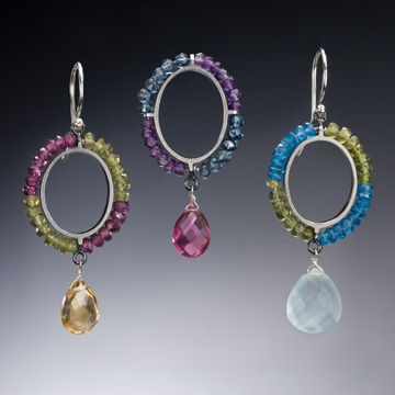 Gemstone Circle Earrings by Susan Kinzig