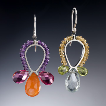 Gemstone Reverse Teardrop Earrings  - Susan Kinzig