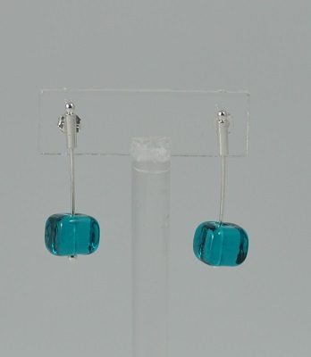 Short Stem Earrings with Turquoise Glass