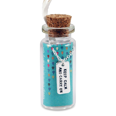 Message in a Bottle Necklace - Keep Calm and Carry On