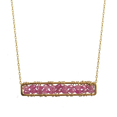 Pink Sapphire Bar in Sterling