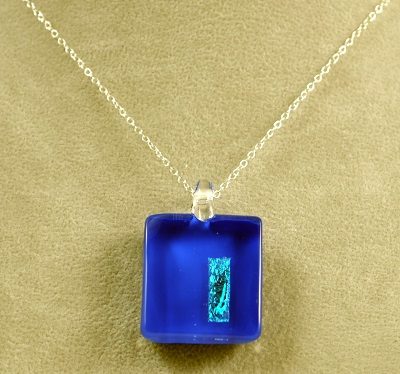 Medium Rectangle Reflection Pendant - Dark Blue