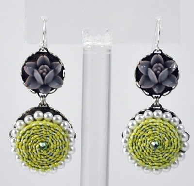 Grey-Yellow Vintage Earrings