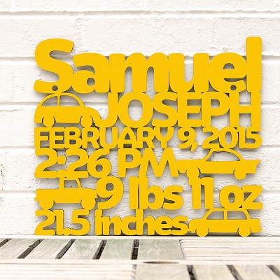 Custom Birth Stats in Wood - Boy