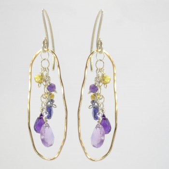 Organic Rectangle Earring with Stones