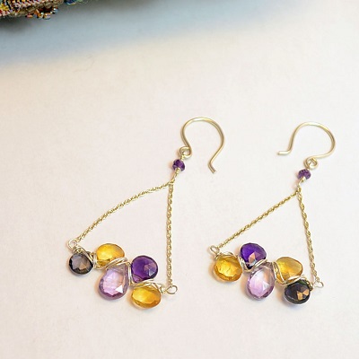 Earring with Wrapped Stones