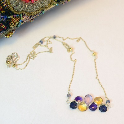 Rope Chain with Wraps of Stones Necklace