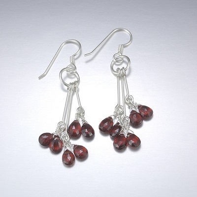Utopia Drop Earrings - Garnet