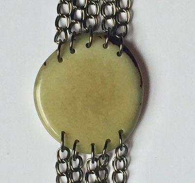 Tagua Nut Cabochon with Multiple Chains Bracelet