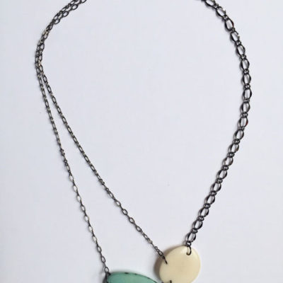 Two Color Asymmetrical Tagua Nut Bead Necklace