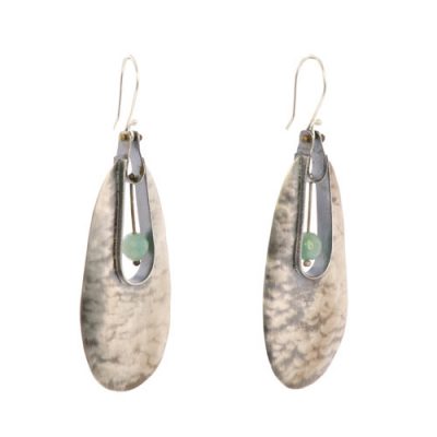 Tear Drop Silver Earrings - Amazonite