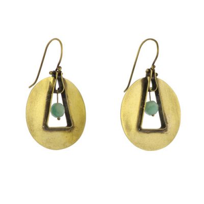 Unity Circle Brass Earrings - Amazonite