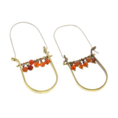 Brass Drop Earrings-Carnelian