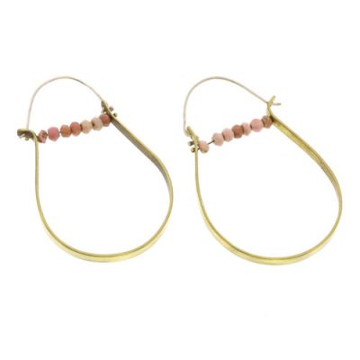 High Strung Gem Brass Hoop-Pink Opal