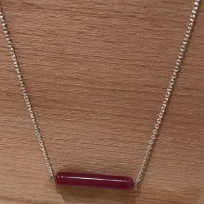 Horizontal Barre Necklace-Opaque Rose