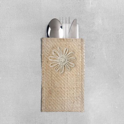 Natural Jute Flower Silverware Pouch