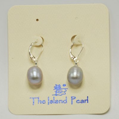 Grey Pearl Lever Back Earrings