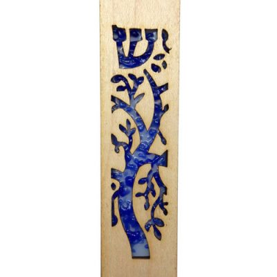 Mezuzah Laser Blue Tree of Life