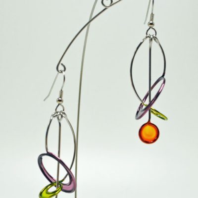 Purple-Green-Orange Kinetic Earrings