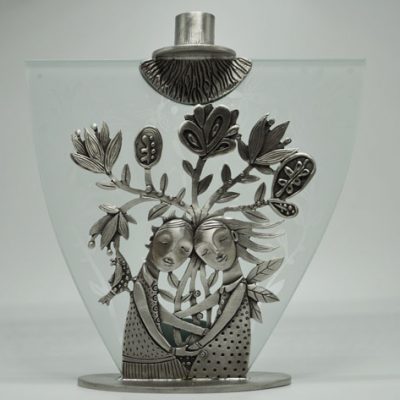 Bouquet Pewter Candlestick