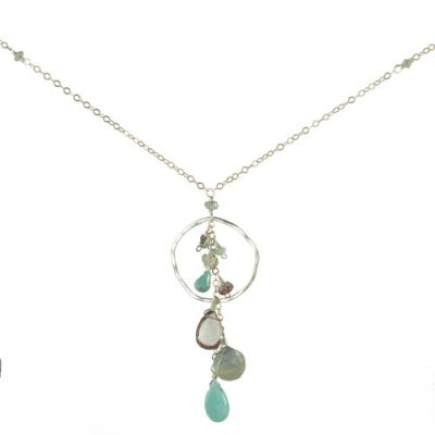 Organic Hoop with Gemstones Necklace