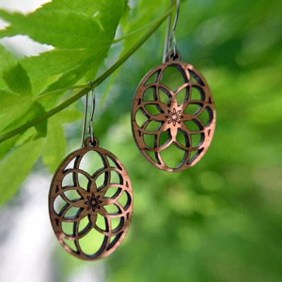 Oval Rose Wood Earrings