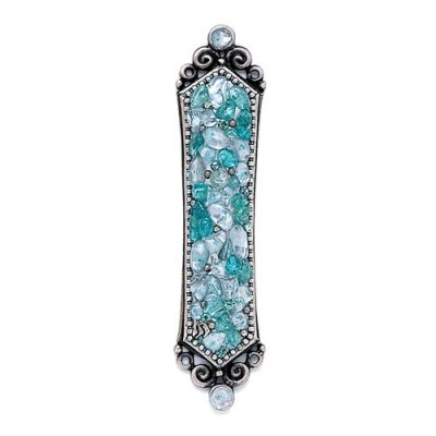 Aqua Marine Stone Cluster Mezuzah