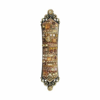 Mezuzah in Multi-Gold Stones