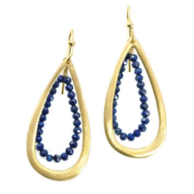 Gold Vermeil Earrings with Lapis Inserts