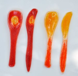 Glass Spoon-Knife Sets Red Orange